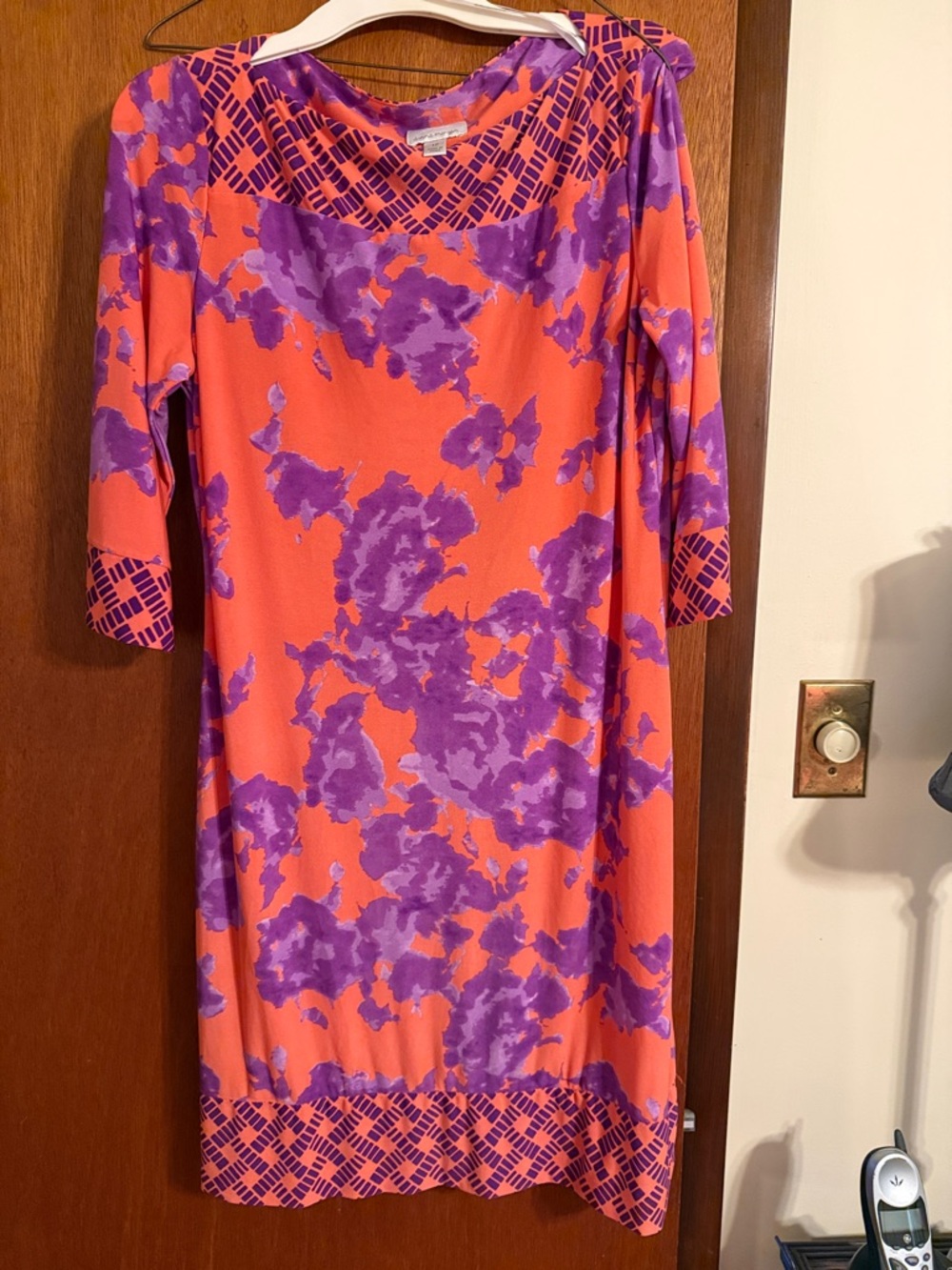 Donna Morgan Orange and Purple Floral knee length Dress